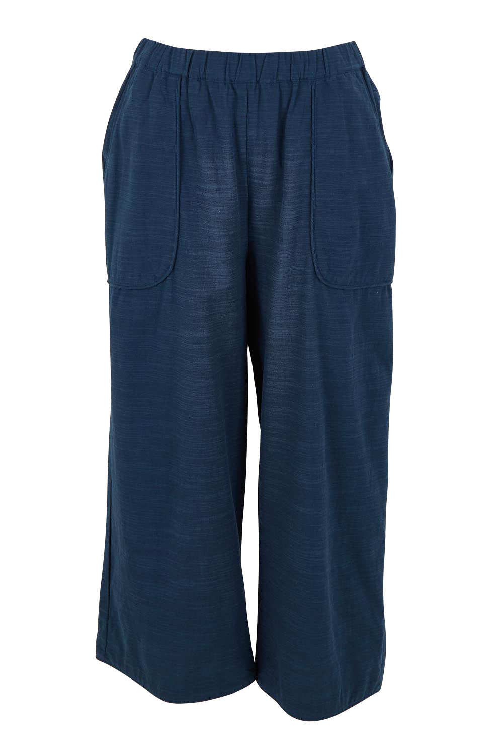 Product shot of the Pocket Full Of Sunshine Cotton Blend  3/4 Pants in colour Navy (Blue), from the front