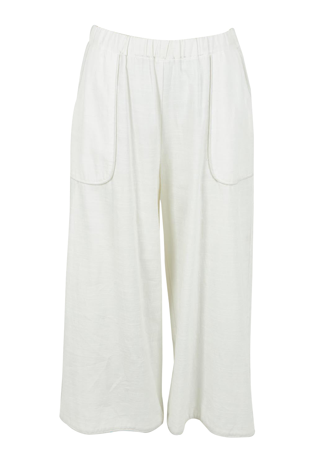Product shot of the Pocket Full Of Sunshine Cotton Blend  3/4 Pants in colour White (White), from the front