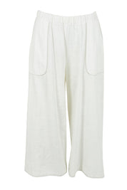 Product shot of the Pocket Full Of Sunshine Cotton Blend  3/4 Pants in colour White (White), from the front