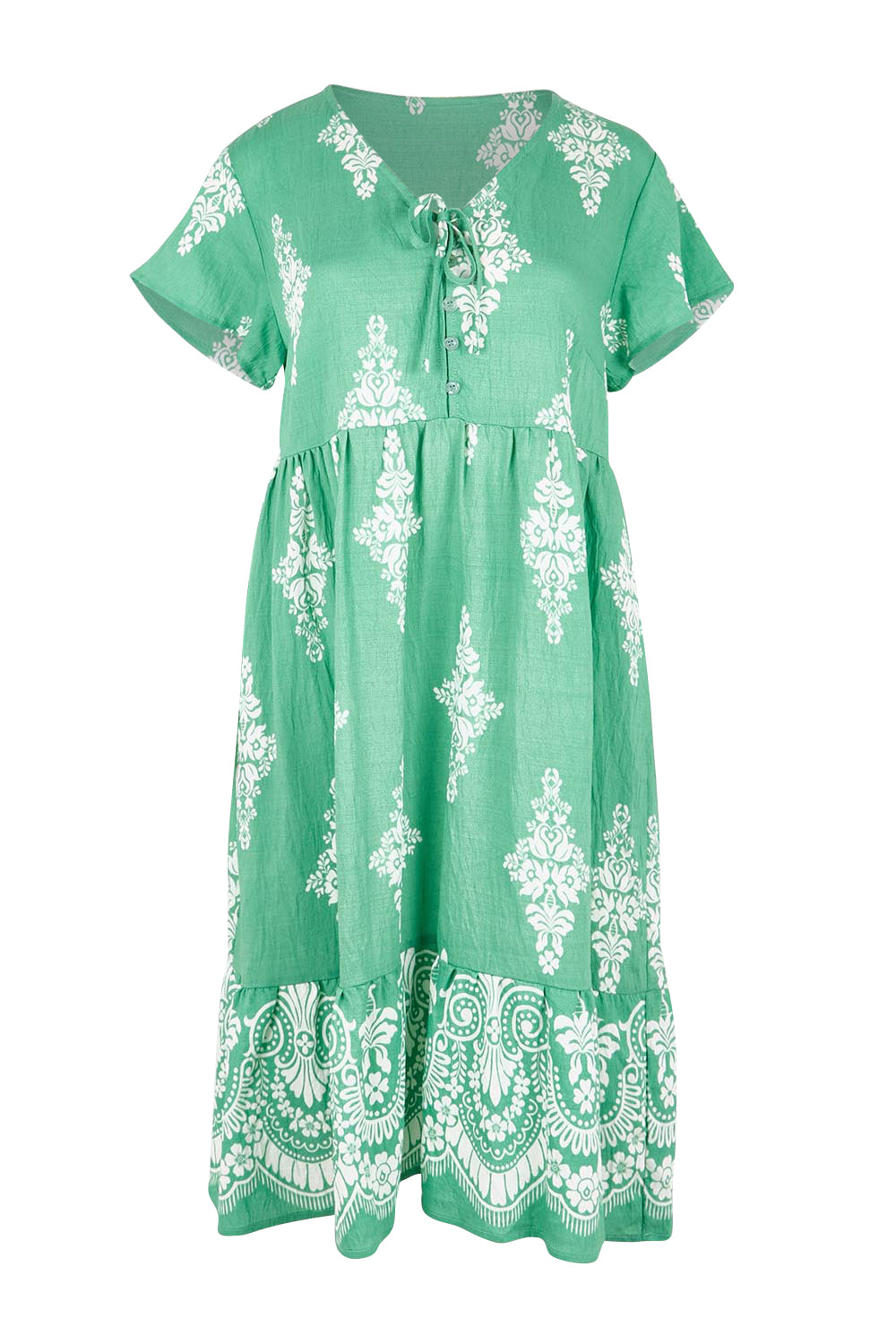 Product shot of the Sunset Happy Hour Dress – Leaf in colour Leaf, from the front