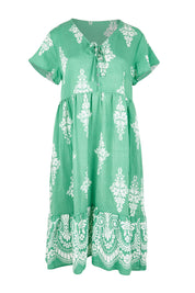 Product shot of the Sunset Happy Hour Dress – Leaf in colour Leaf, from the front