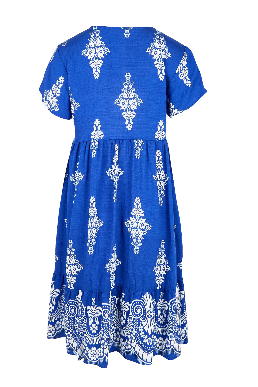 Product shot of the Sunset Happy Hour Dress – Royal in colour Royal, from the back