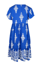 Product shot of the Sunset Happy Hour Dress – Royal in colour Royal, from the back
