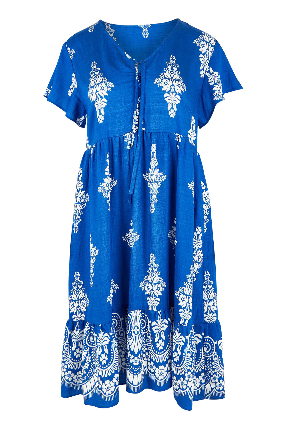 Product shot of the Sunset Happy Hour Dress in colour Royal (Blue), from the front