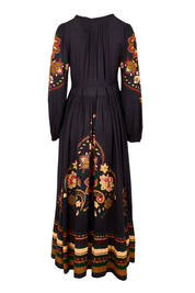 Product shot of the With My Loves Folk Maxi Dress – Nightfolk in colour Nightfolk, from the back