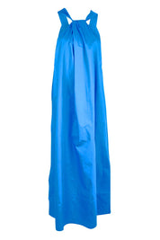 Product shot of the Summer Sun Cotton Halter Maxi Dress - Electric in colour Electric, from the front
