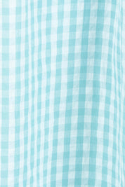Product shot of the Giddy For Gingham Cotton Blend Maxi Dress in colour Skycheck (Blue), detail