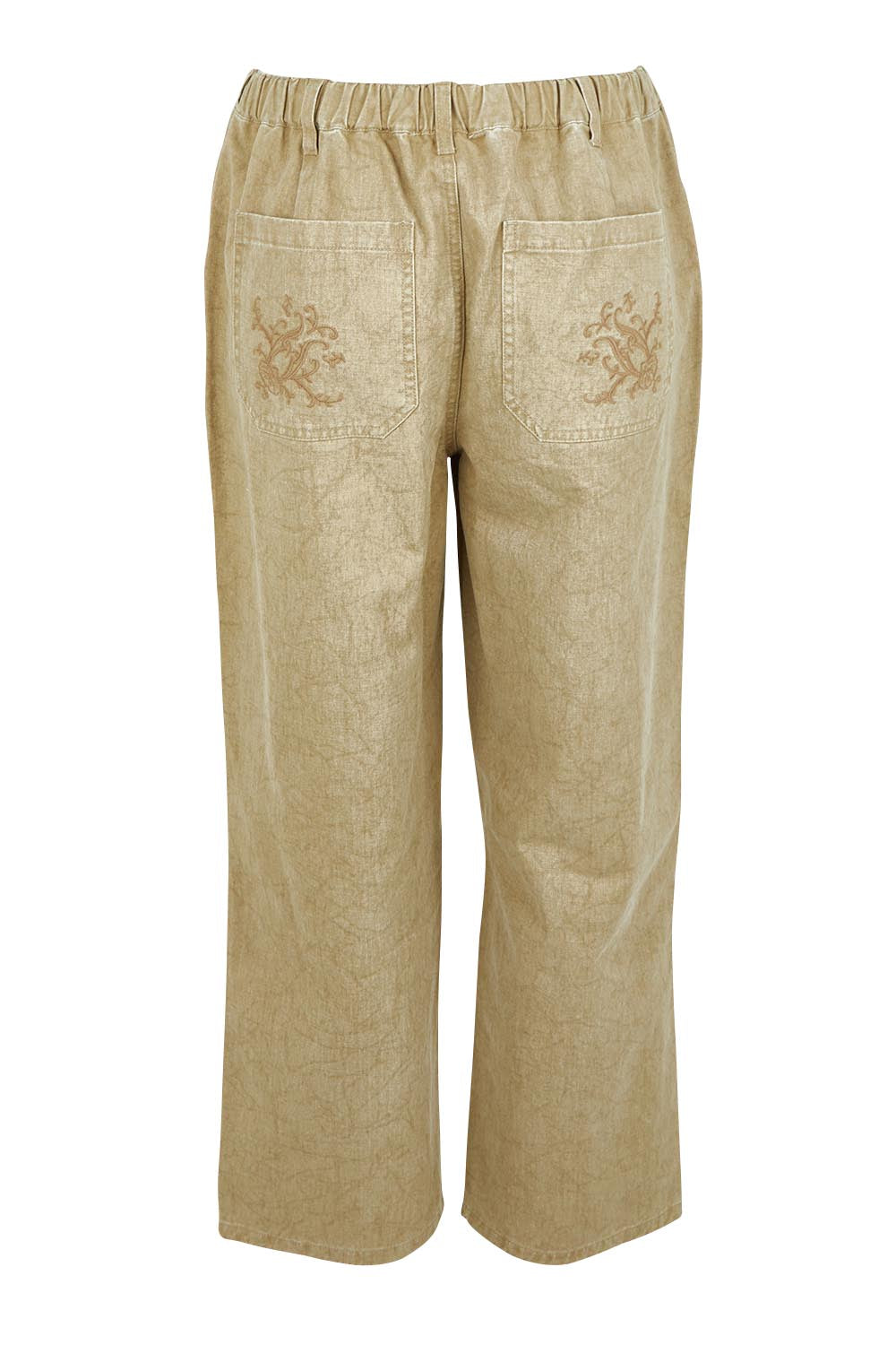 Product shot of the Driftwood Embroidered Cotton Jeans in colour Rock, from the back