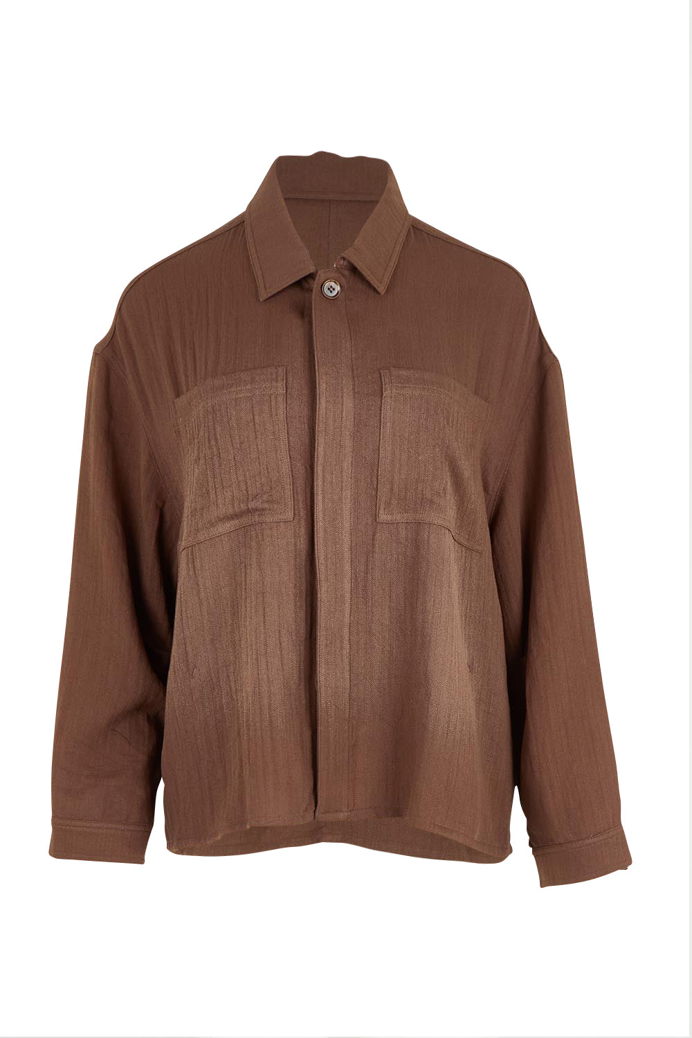 Product shot of the For All The Days Soft Fall Jacket in colour Chocolate, from the front