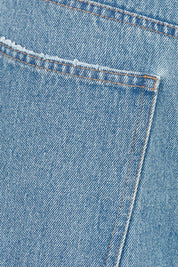 Product shot of the Dusk To Dawn Cotton  Slouch Barrel Jeans in colour Denim (Blue), detail