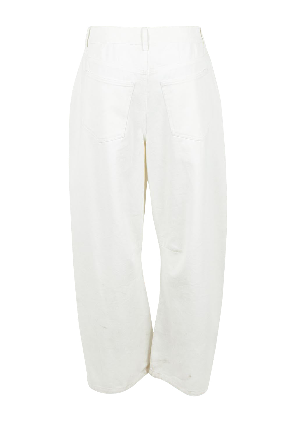 Product shot of the Dusk To Dawn Cotton  Slouch Barrel Jeans in colour White (White), from the back