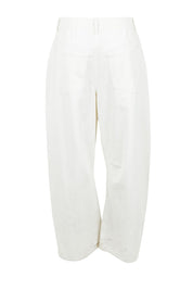 Product shot of the Dusk To Dawn Cotton  Slouch Barrel Jeans in colour White (White), from the back