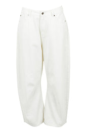 Product shot of the Dusk To Dawn Cotton  Slouch Barrel Jeans in colour White (White), from the front