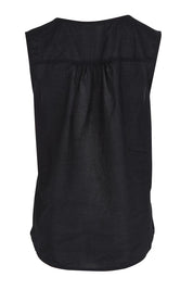 Product shot of the Cute As A Button Cotton Tank in colour Black (Black), from the back