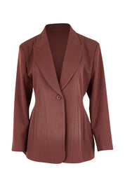 Product shot of the All The Right Moves Blazer in colour Wood, from the front