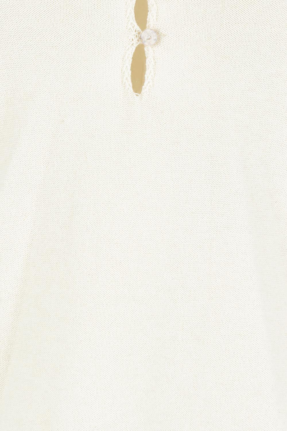 Product shot of the Forever Yours Cotton Wool And Cashmere Top in colour Cream, detail