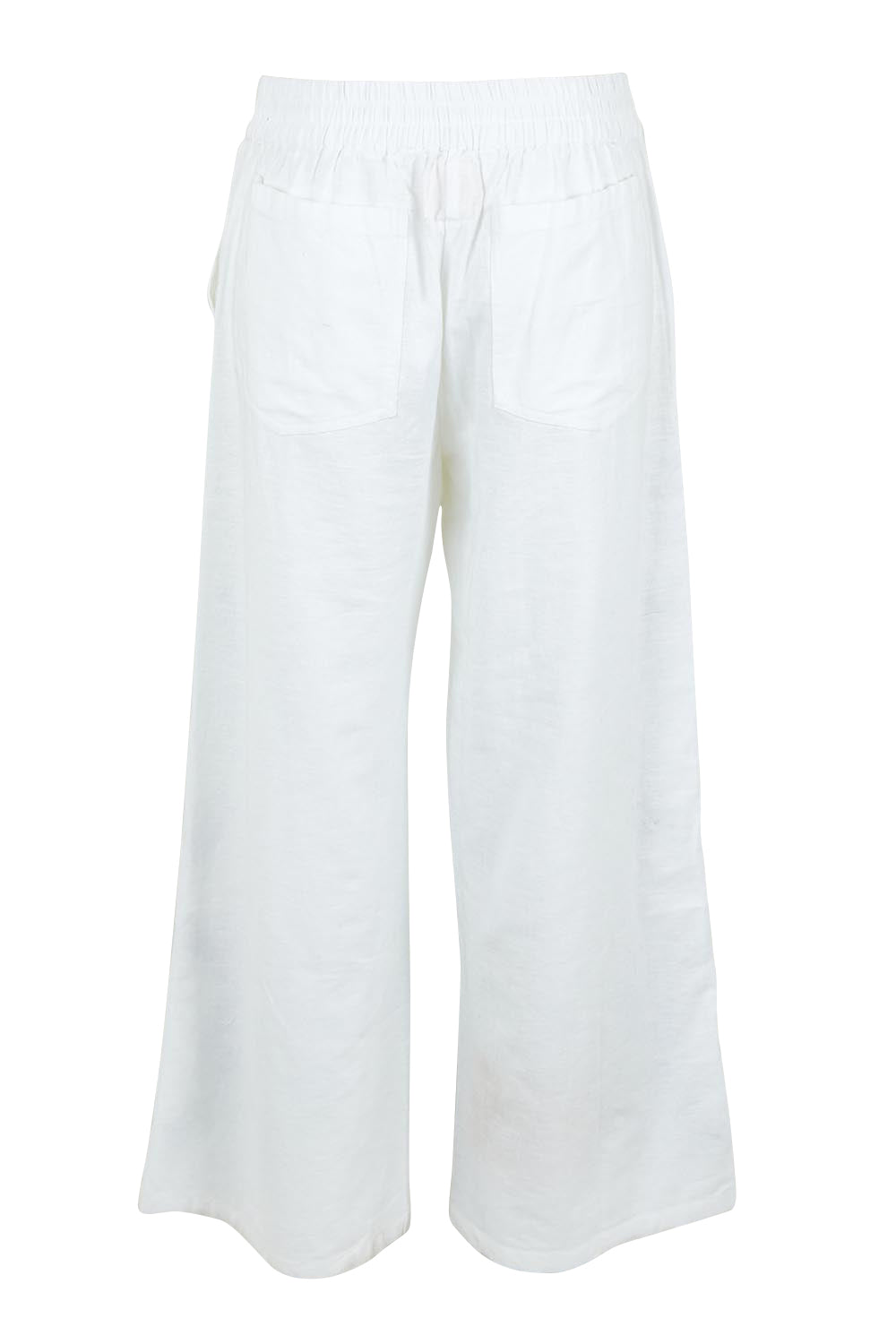 Product shot of the Morning Sun Embroidered Cotton Pants in colour Whiteblue (Blue), from the back