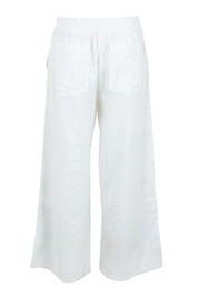 Product shot of the Morning Sun Embroidered Cotton Pants in colour Whiteblue (Blue), from the back