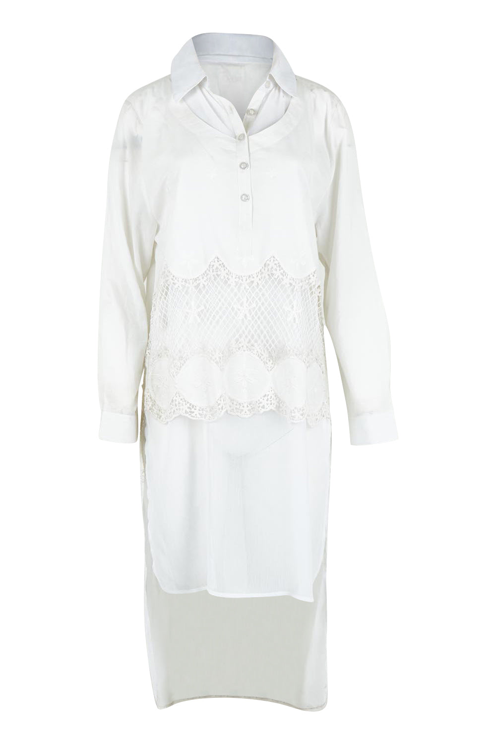 Product shot of the My Sweetheart Longline Shirt in colour White (White), from the front