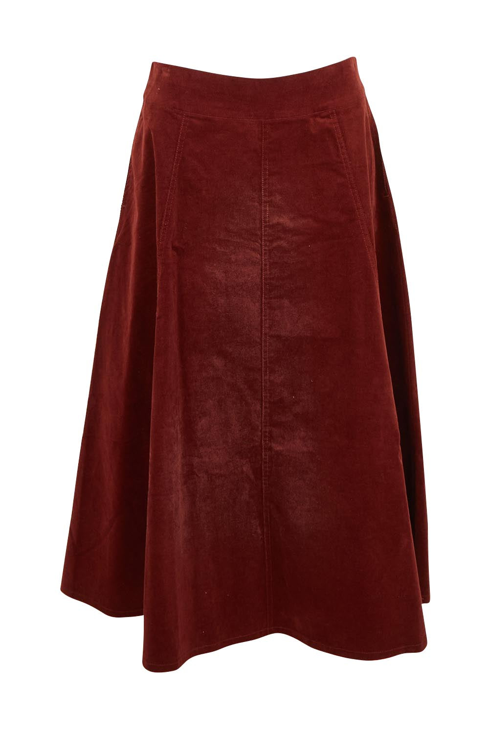 Sparking Joy Pull On Cord Panelled Skirt – Bordeaux