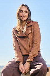 Urban Nomad Faux Suede Cropped Jacket – Tan