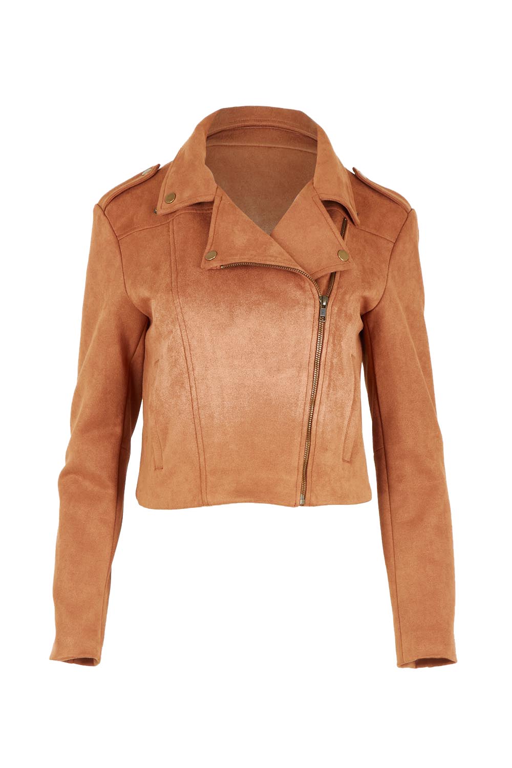 Urban Nomad Faux Suede Cropped Jacket – Tan