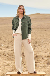 Wear As You Will Cotton Denim Shirt Jacket - Sage