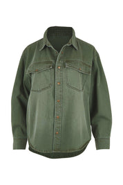 Wear As You Will Cotton Denim Shirt Jacket - Sage