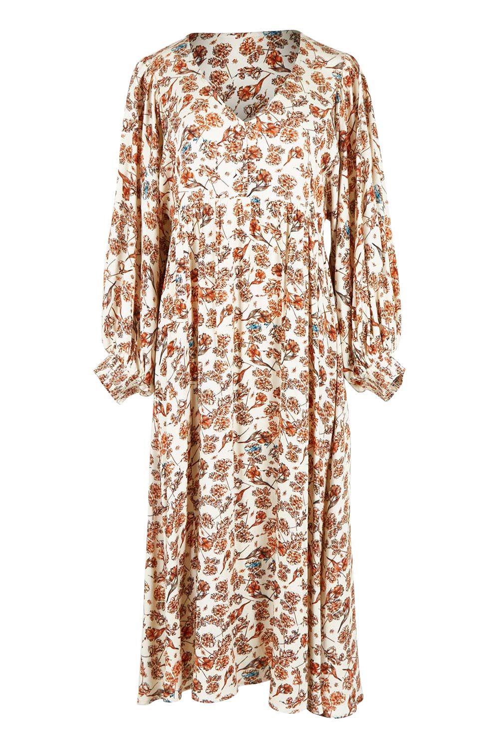 Product shot of the Picnic In The Park Dress in colour Rustfleur, from the front