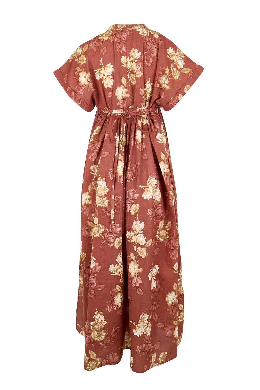 Product shot of the In The Moment Cotton Maxi Dress – Rustrose in colour Rustrose, from the back