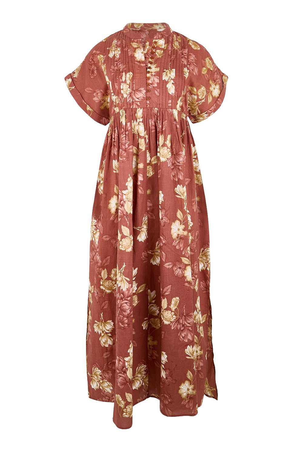 Product shot of the In The Moment Cotton Maxi Dress – Rustrose in colour Rustrose, from the front