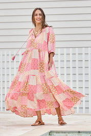 Model Tegand wearing size 10 of the Love Letter Maxi Dress – Petalpatch in colour Petalpatch, from the front