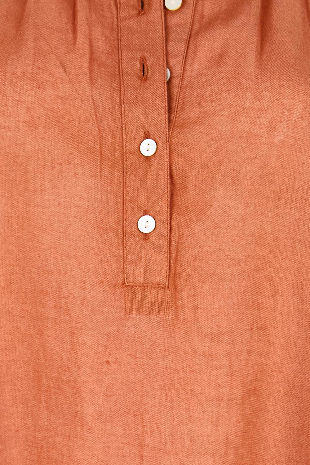 Product shot of the Out And About Cotton Blouse – Rust in colour Rust, showing detail