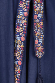 Product shot of the Lunch With The Girls Cotton Poplin Dress – Deepblue in colour Deepblue, showing detail