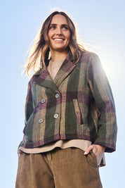 Forest Walk Checked Pea Coat – Mosscheck