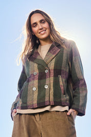 Forest Walk Checked Pea Coat – Mosscheck