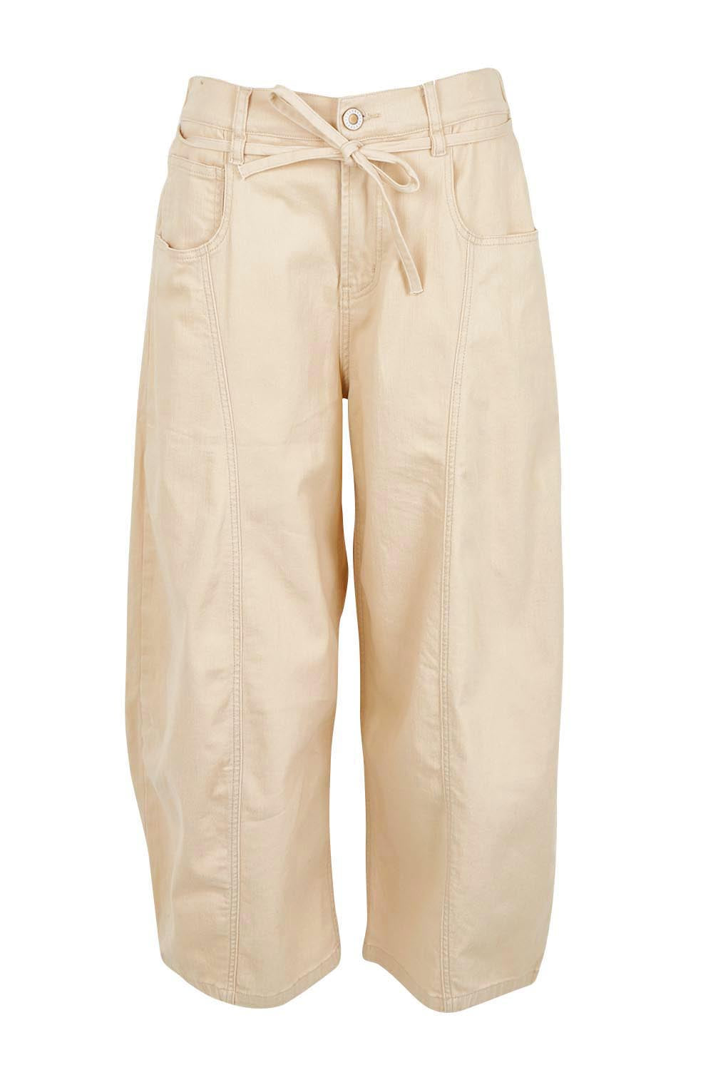 Product shot of the You Make Me Happy Barrel Leg Jeans in colour Natural, from the front