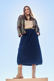 Bubble Delight Pull On Denim Look Skirt – Darkdenim