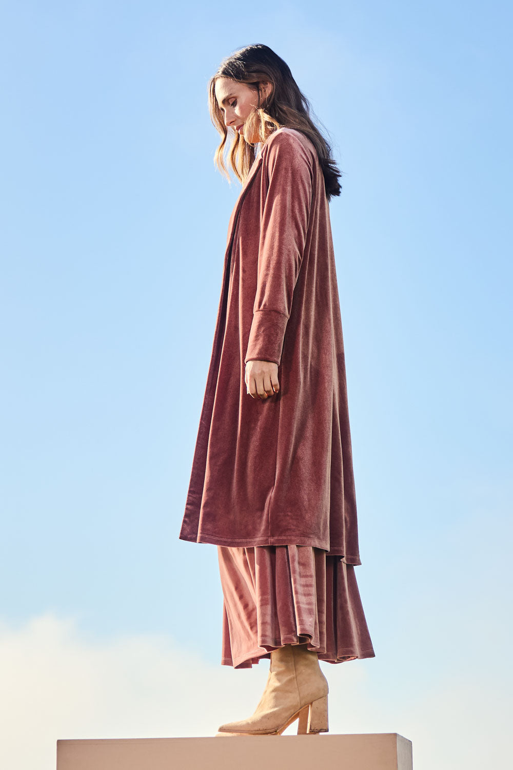 Love By Candlelight Velvet Longline Cardigan – Dustyrose