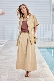 Going Places Denim Skirt – Sand