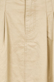 Product shot of the Going Places Denim Skirt – Sand in colour Sand, showing detail