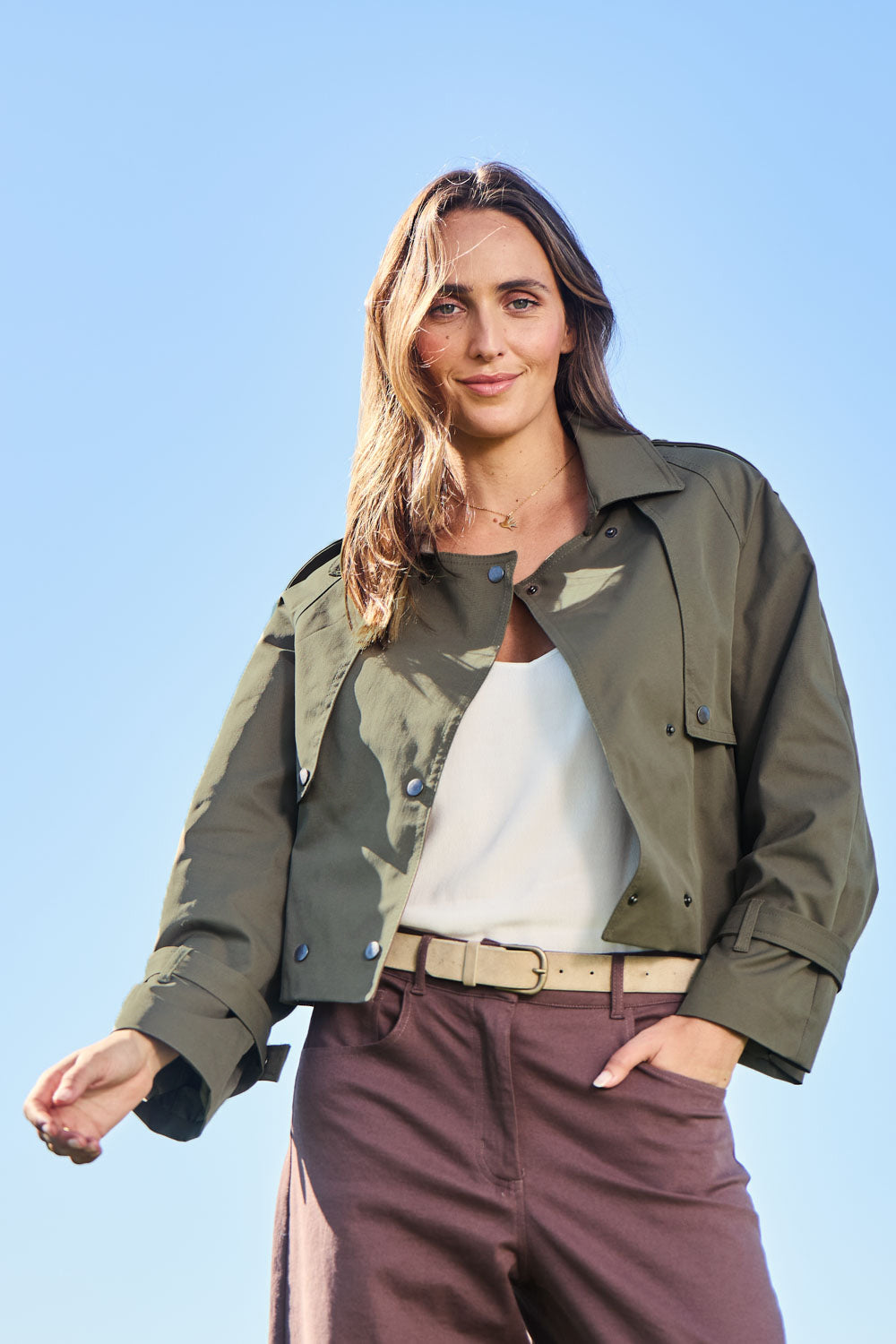 Going Places Cropped Anorak – Khaki