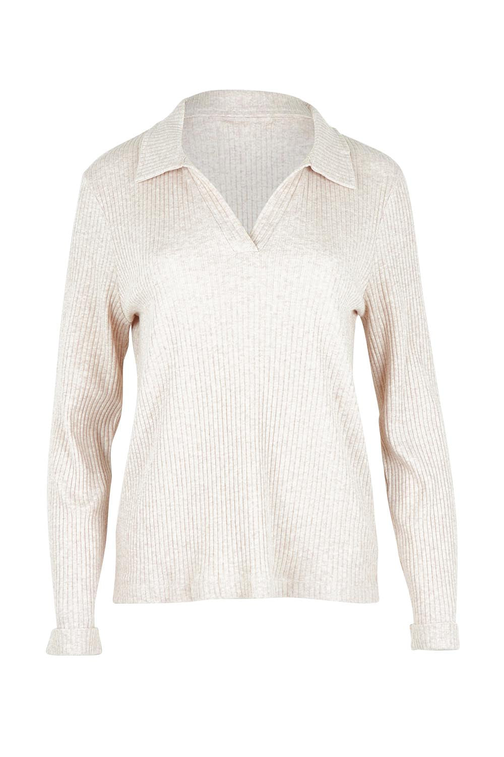 Easy Street Ribbed Long Sleeve Top – Sand