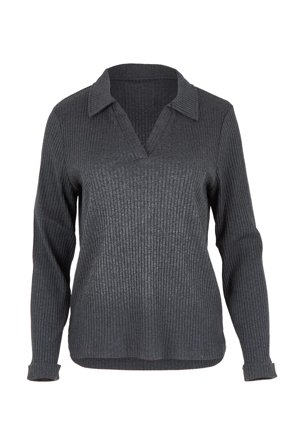 Easy Street Ribbed Long Sleeve Top – Smoke