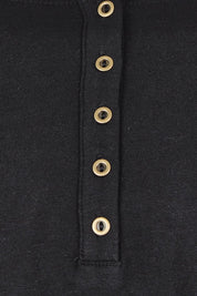 Cruising Through The Day Cotton Henley Top – Black