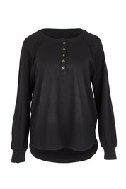 Cruising Through The Day Cotton Henley Top – Black
