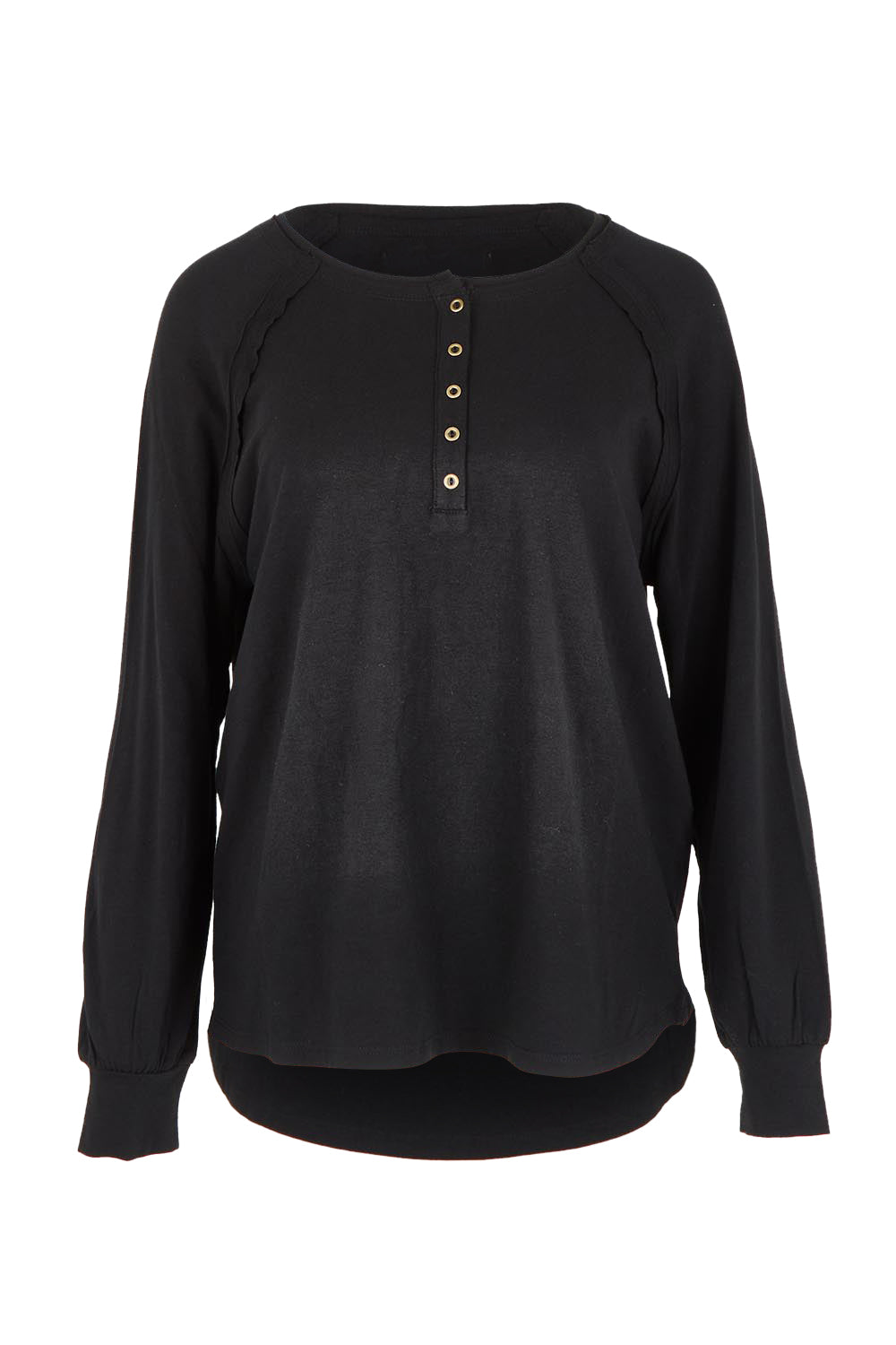Cruising Through The Day Cotton Henley Top – Black