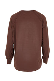 Cruising Through The Day Cotton Henley Top – Chocolate