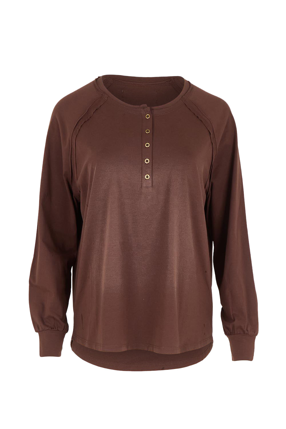 Cruising Through The Day Cotton Henley Top – Chocolate