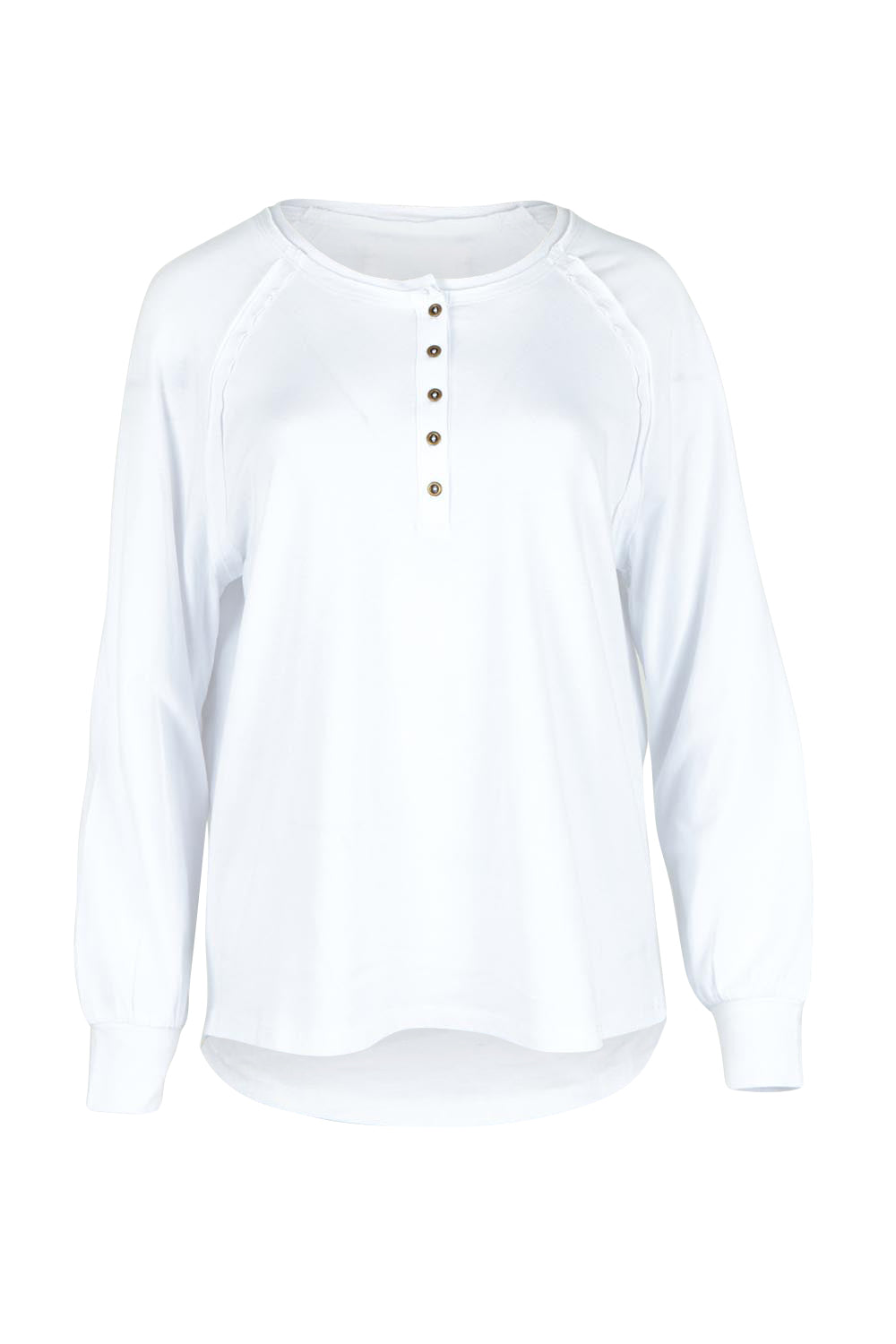Cruising Through The Day Cotton Henley Top – White